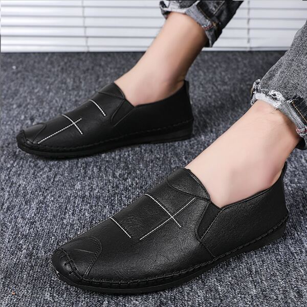 

Men Stitch Detail Loafers, Black