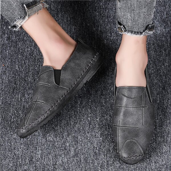 

Men Stitch Detail Loafers, Grey