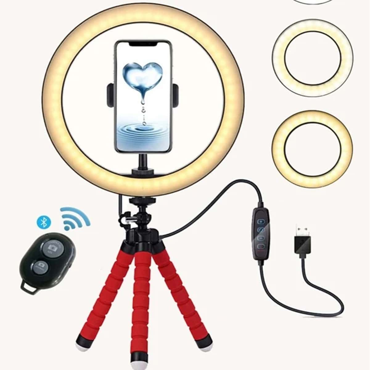 

Bluetooth Selfie Ring Light With Tripod Stand, Red