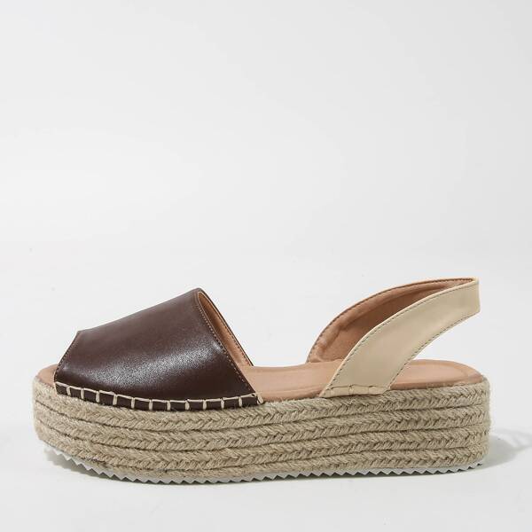 

Peep Toe Slingback Flatform Sandals, Chocolate brown