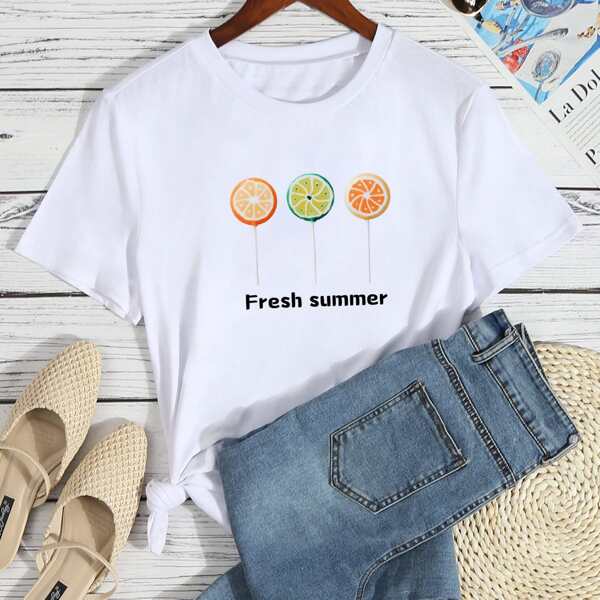 

Letter & Lemon Print Tee, White