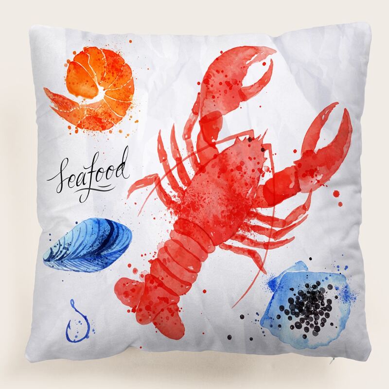 

Lobster Print Cushion Cover Without Filler, Multicolor