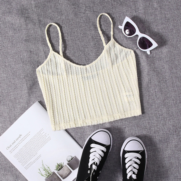 

Cable Knit Cami Top, Beige