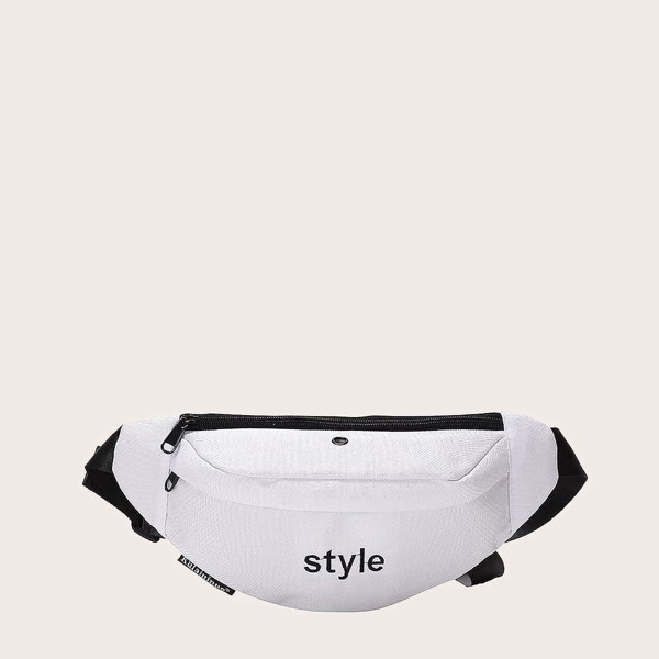 

Letter Embroidered Fanny Pack, White
