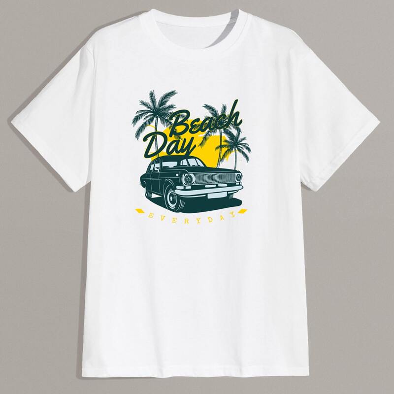 

Guys Letter Tropical Graphic Tee, White