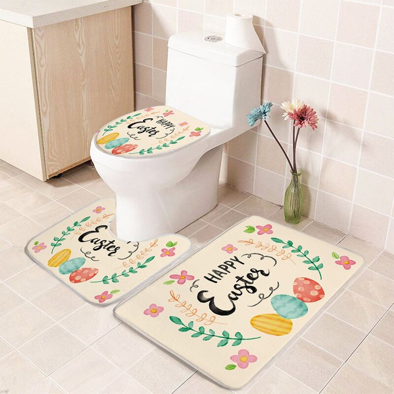 

1pc Easter Egg Print Non-slip Bath Mat, Multicolor