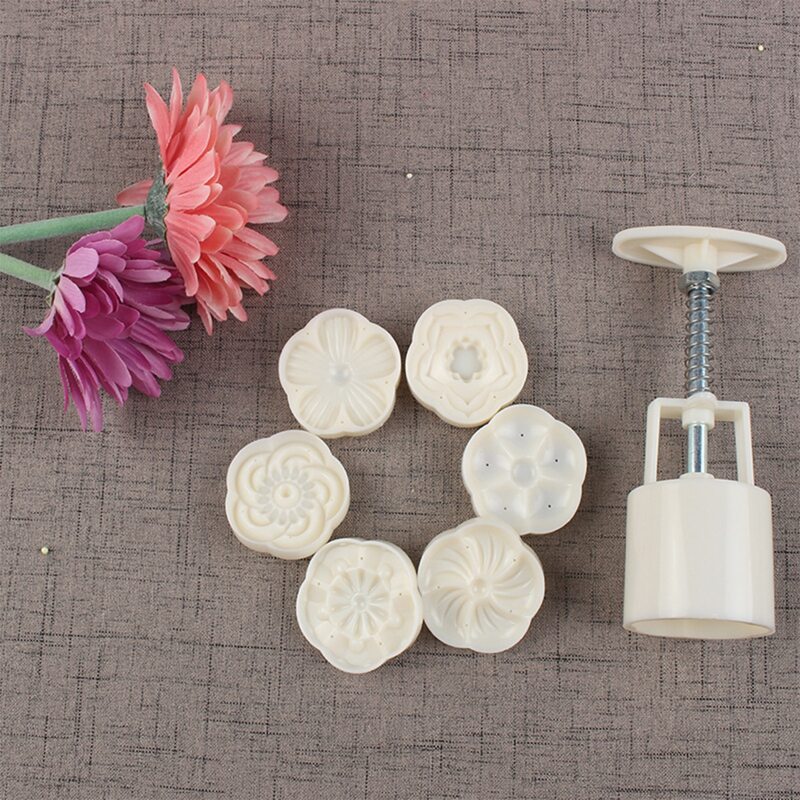 

7pcs Chinese Mooncake Mold Set, White