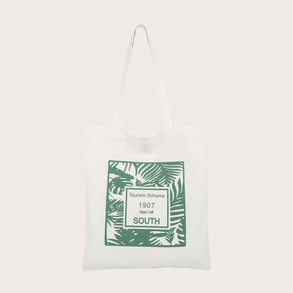 

Letter Graphic Shopper Bag, Beige