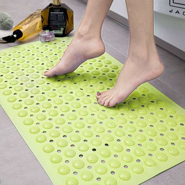 

1pc Plain Non-slip Bath Mat, Green