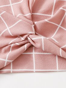 SHEIN Bộ hai mảnh Gái xoắn lại Sọc ca rô Giải trí - Bụi hồng - Xem 3