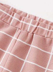 SHEIN Bộ hai mảnh Gái xoắn lại Sọc ca rô Giải trí - Bụi hồng - Xem 4