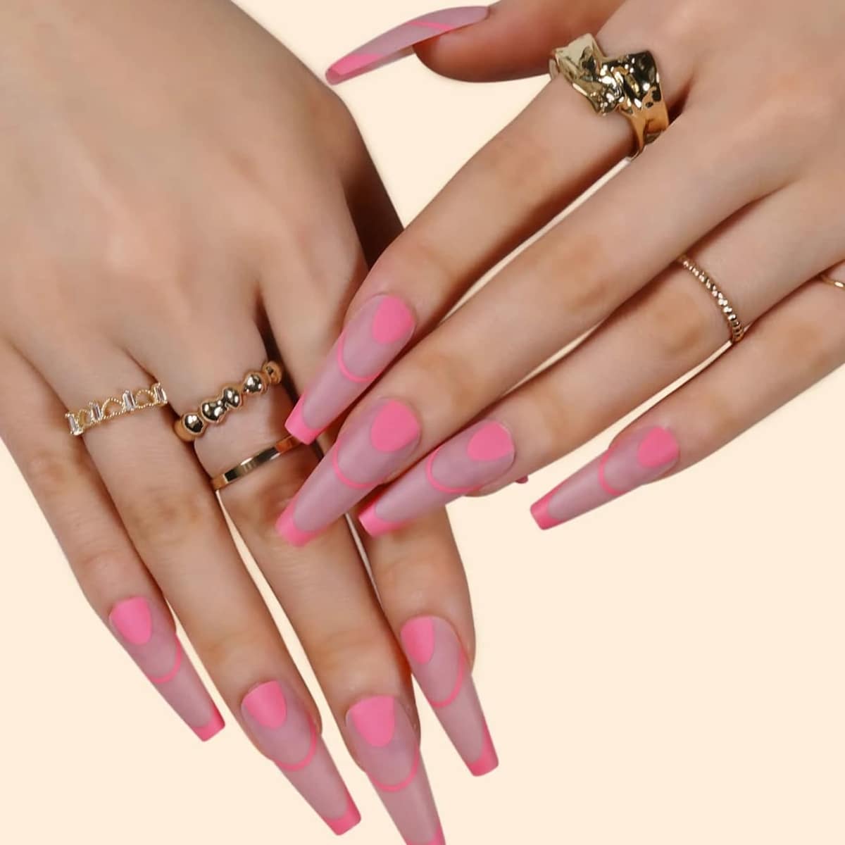 

24pcs Matte Fake Nail, Pink