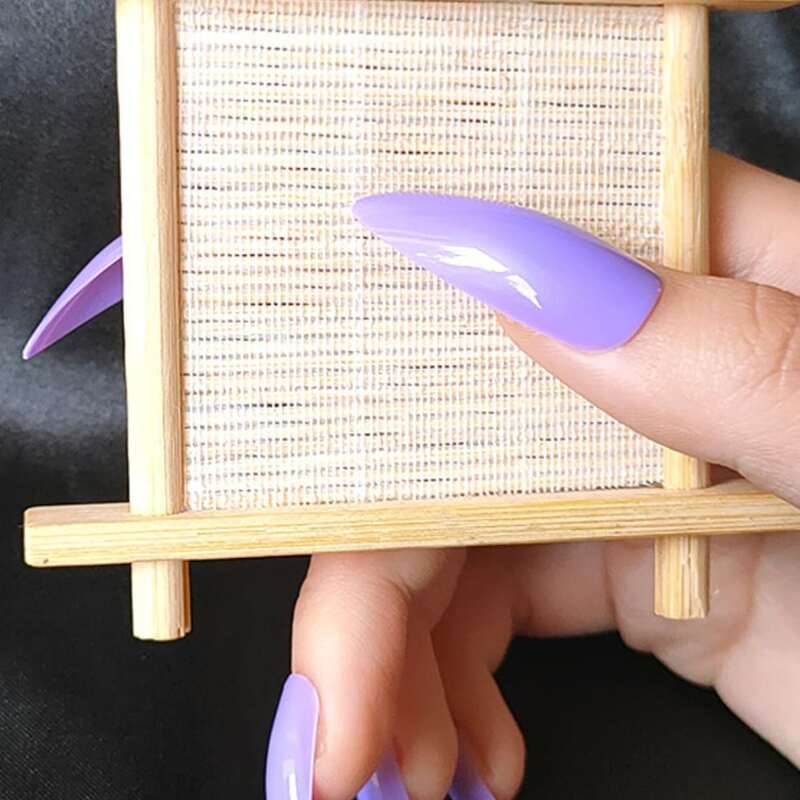 

24pcs Plain Pointed Fake Nail, Purple