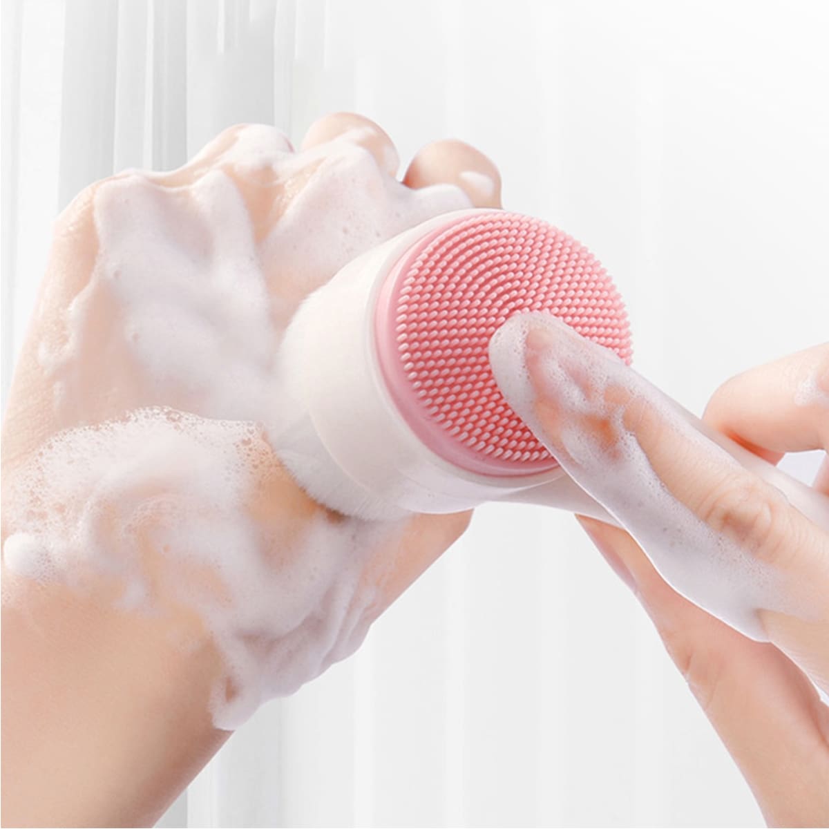 

1pc Double Side Facial Cleanser Brush, Pink