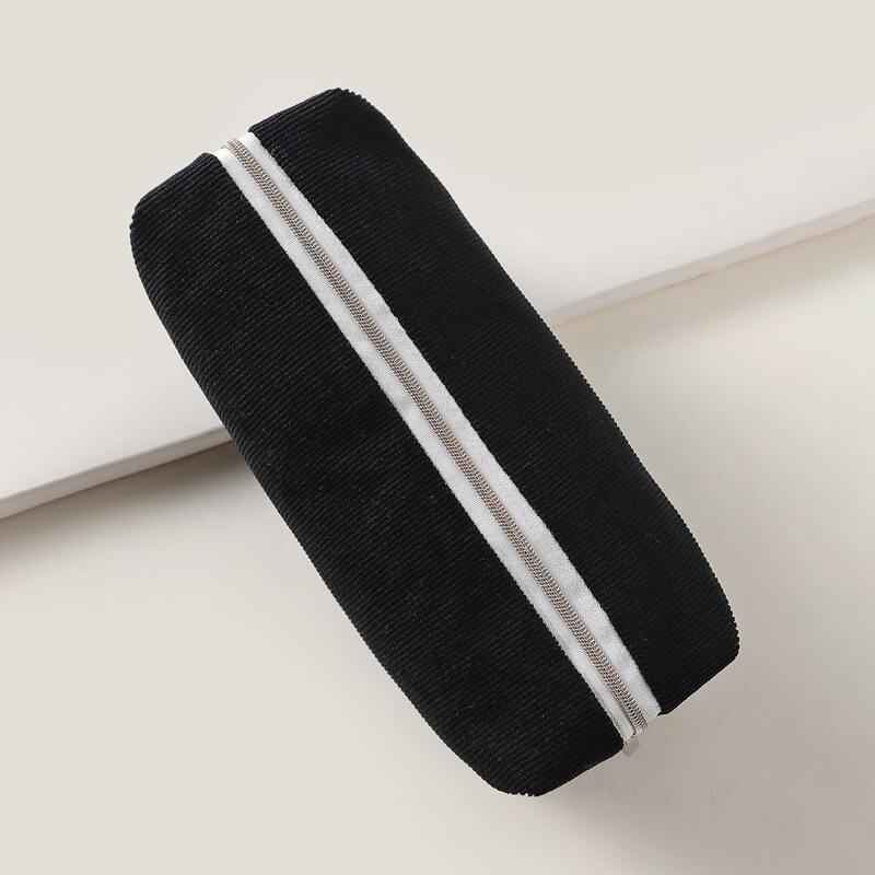 

1pc Plain Minimalist Pencil Case, Black