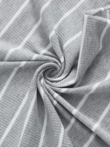 SHEIN EZwear Striped Bodycon Skirt - Light Grey - View 5