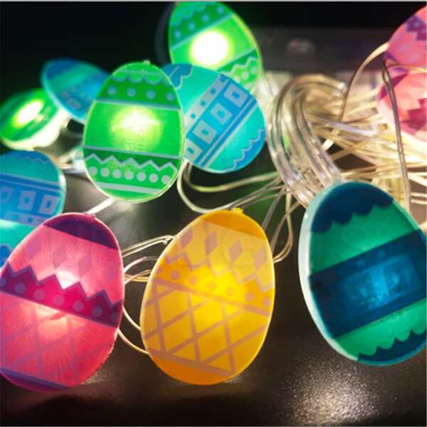 

1pc Easter String Light With 10pcs Egg Bulb, Yellow