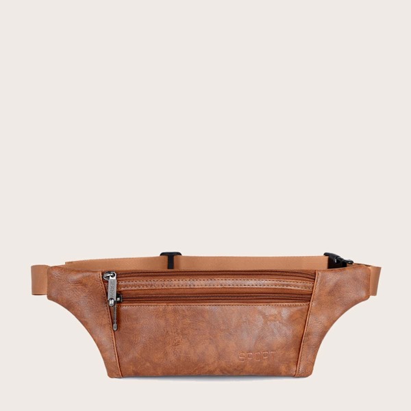 

Men Zipper Front Fanny Pack, Brown