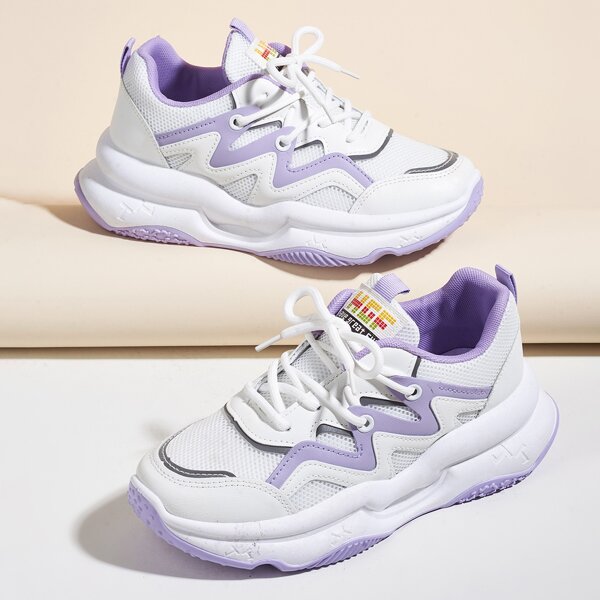 

Lace-up Front Mesh Panel Sneakers, White