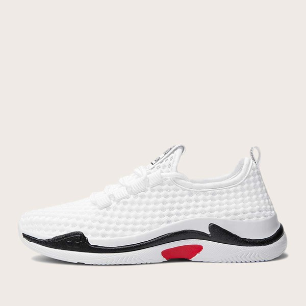 

Lace-up Decor Mesh Panel Sneakers, White