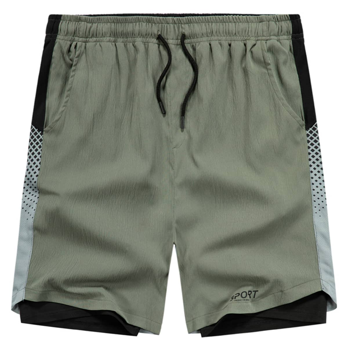 

Guys Letter Drawstring Shorts, Army green