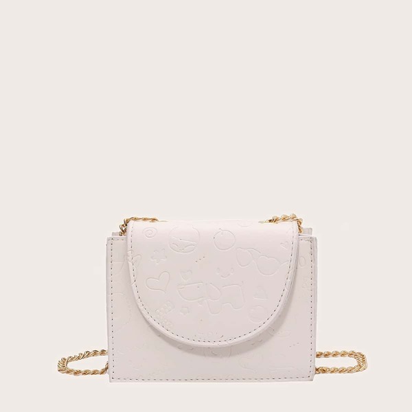 

Mini Cartoon Embossed Chain Shoulder Bag, Beige