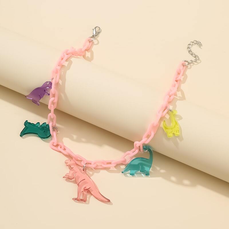 

Cartoon Dinosaur Chain Necklace, Multicolor