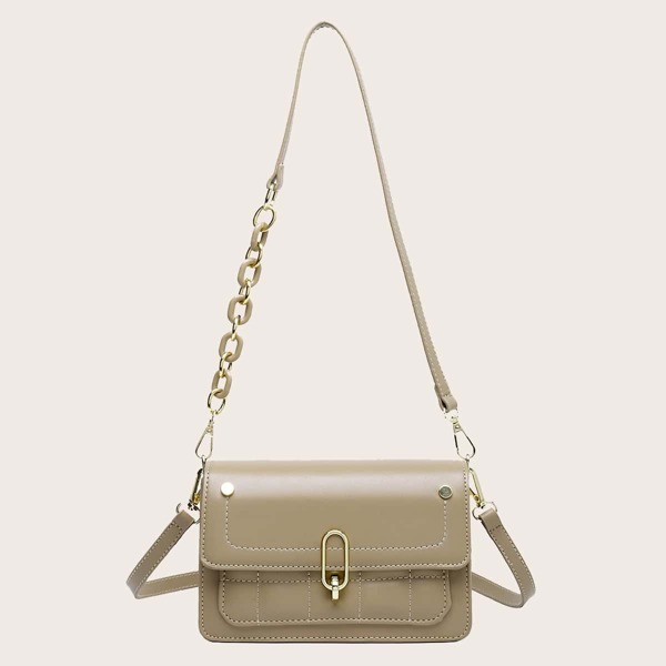 

Stitch Detail Flap Shoulder Bag, Khaki