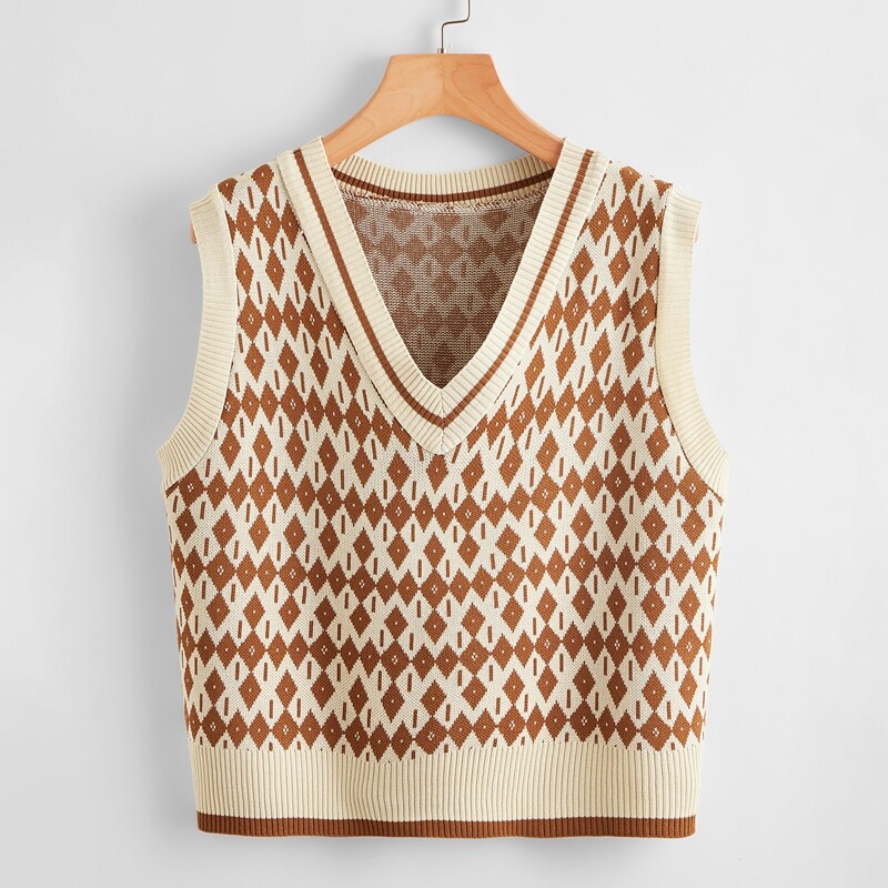 

Geo Pattern Sweater Vest, Multicolor