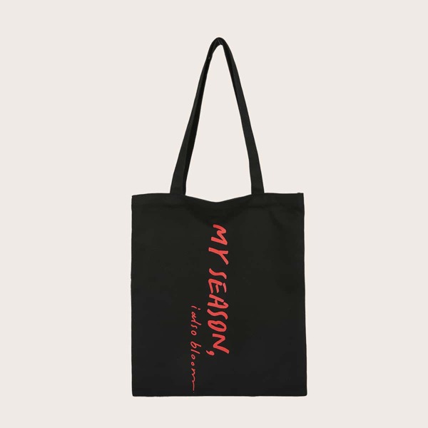

Letter Graphic Shopper Bag, Black