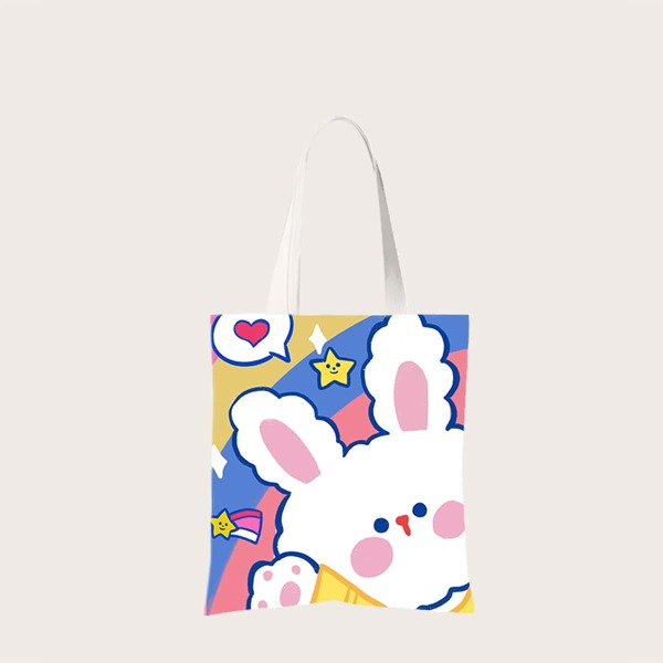 

Girls Cartoon Graphic Shopper Bag, Multicolor