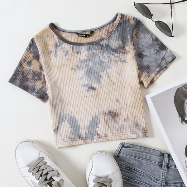 

Tie Dye Rib-knit Tee, Multicolor