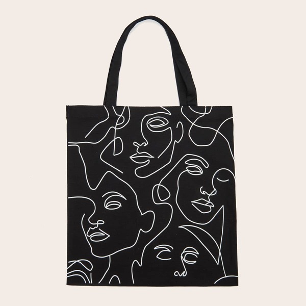 

Minimalist Figure Graphic Shopper Bag, Black