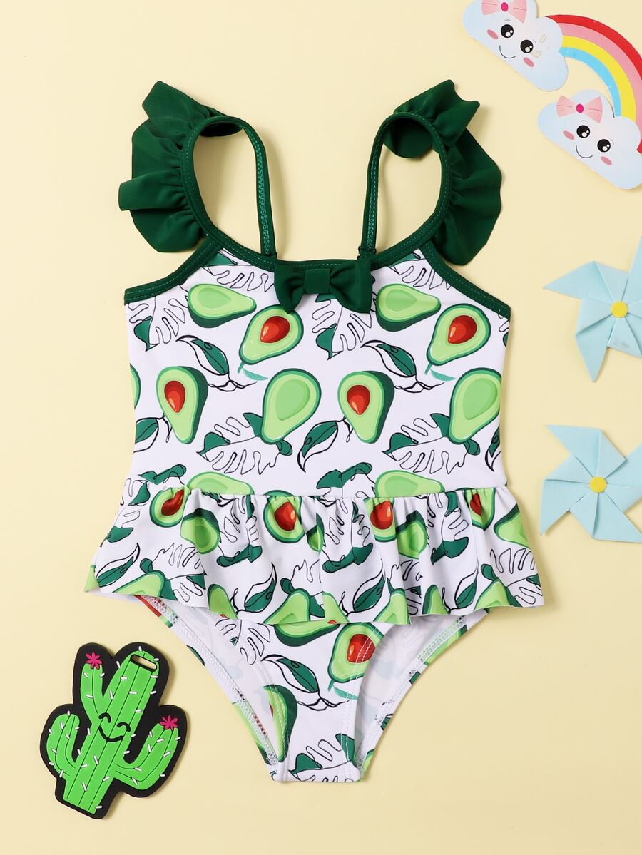 Bañador una pieza fruncido con estampado de aguacate - Multicolor - Ver 1