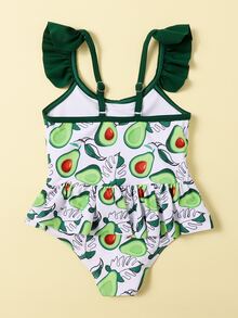 Bañador una pieza fruncido con estampado de aguacate - Multicolor - Ver 2