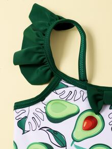 Bañador una pieza fruncido con estampado de aguacate - Multicolor - Ver 4