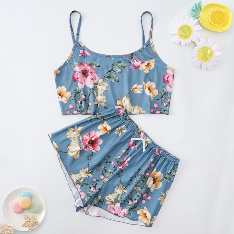 

Floral Print Bow Pajama Set, Multicolor