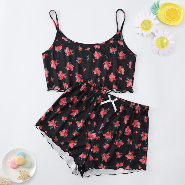 

Floral Print Bow Pajama Set, Multicolor