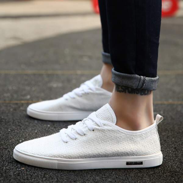 

Men Lace-up Front Sneakers, White