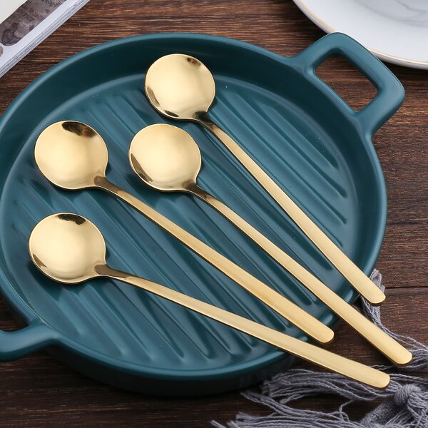 

4pcs Stainless Steel Minimalist Spoon, Gold