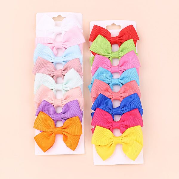 

16pcs Toddler Girls Bow Knot Decor Hair Clip, Multicolor