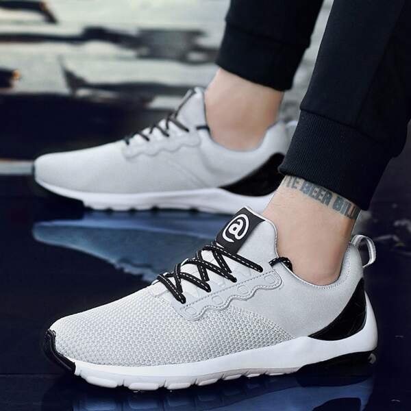 

Men Lace-up Decor Sneakers, Grey