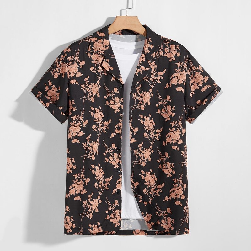 

Guys Floral Print Button Through Shirt, Multicolor