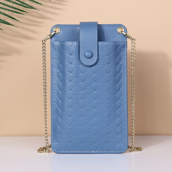 

Textured Chain Crossbody Bag, Dusty blue
