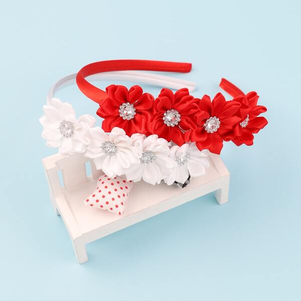 

2pcs Girls Flower Decor Hair Hoop, Multicolor