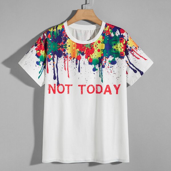 

Men Graffiti & Slogan Print Tee, White