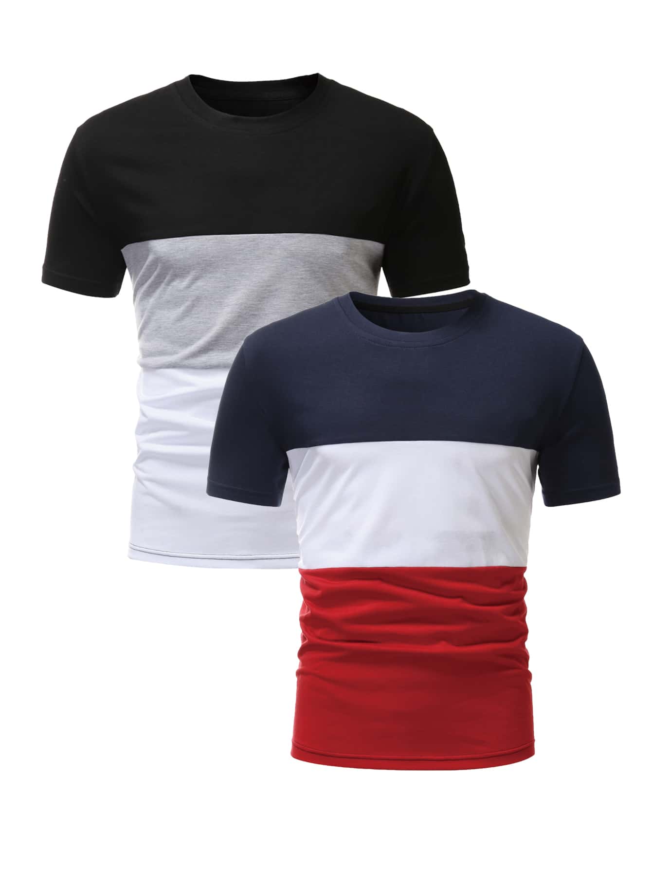 Manfinity Homme Hombres 2 piezas Camiseta con costura - Multicolor - Ver 1