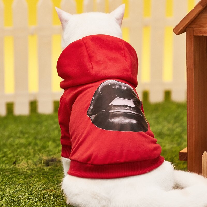 

Lip Print Pet Hoodie, Red
