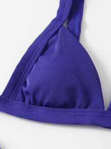 Rib High Cut Bikini For Summer Beach Vocation - Violet Purple - View 4
