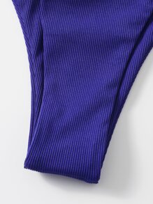 Rib High Cut Bikini For Summer Beach Vocation - Violet Purple - View 5